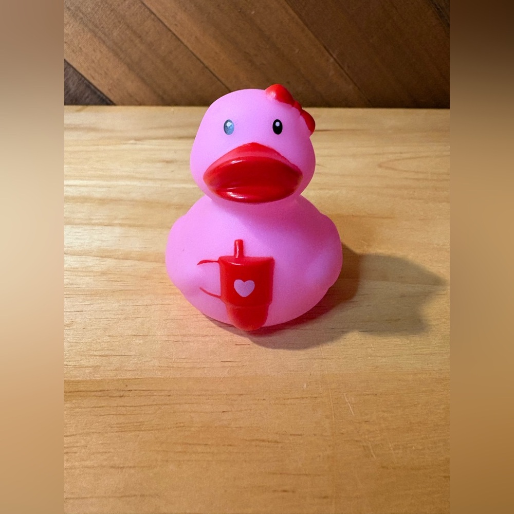 Festive Voice Pink Bow Duck Toy Walgreens NWT Valentine Rubber Duck Heart Cup